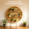 Vintiquewise Round Bamboo Wall Shelf with 2 Wooden Tiers – Natural Hanging Wall Decor and Floating Display Rack Accent for Modern Home Office Living Room Bedroom and Kitchen